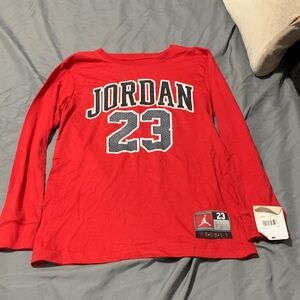Jordan Kids Red Long Sleeve Tee with 23 Logo